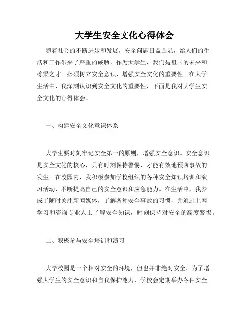 大学生安全文化心得体会
