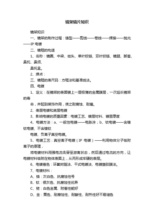镜架镜片知识