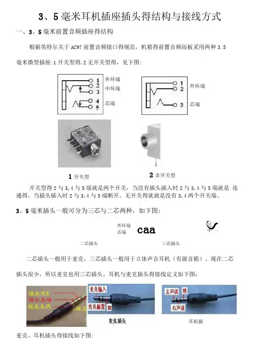 耳机插头及插座的接法