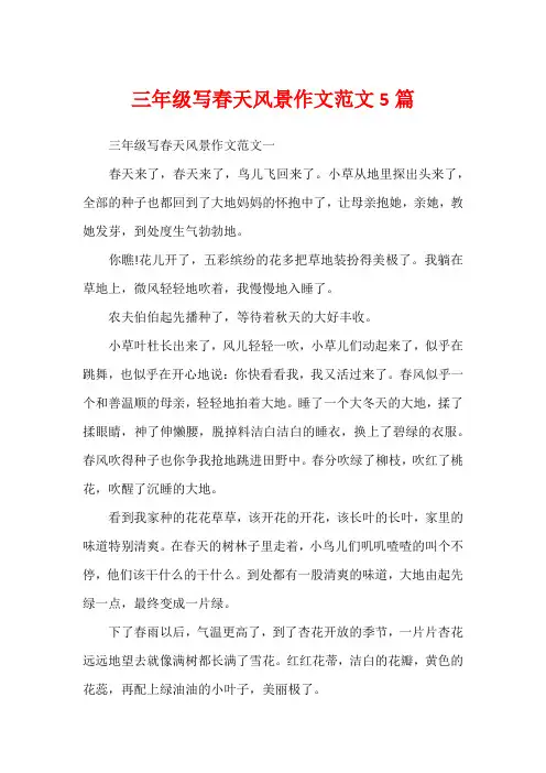 三年级写春天风景作文范文5篇