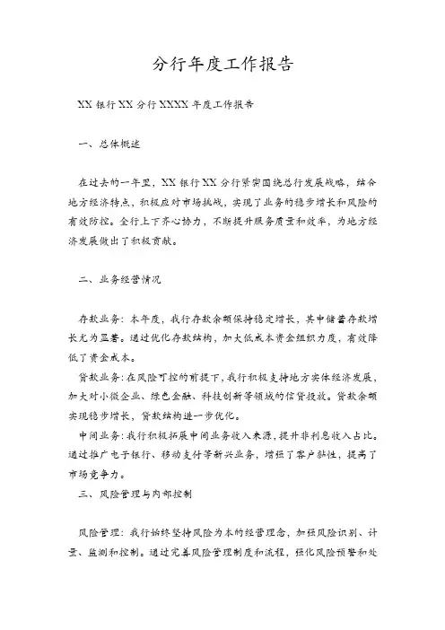 分行年度工作报告