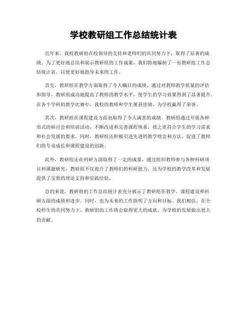 学校教研组工作总结统计表