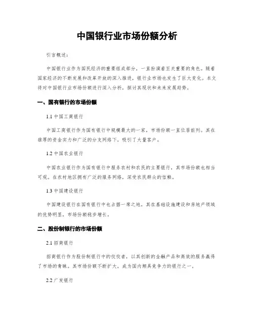 中国银行业市场份额分析