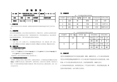实验报告：不同剂量,不同给药速度对药物作用的影响