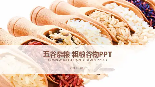 健康饮食五谷杂粮粗粮谷物清新粉色简约风通用动态PPT模板素材方案