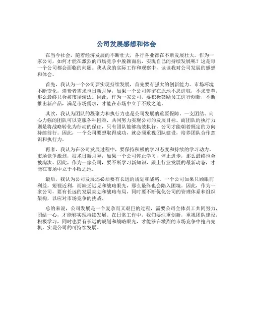 公司发展感想和体会
