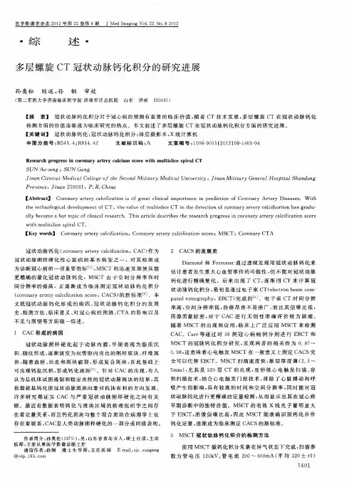 多层螺旋CT冠状动脉钙化积分的研究进展