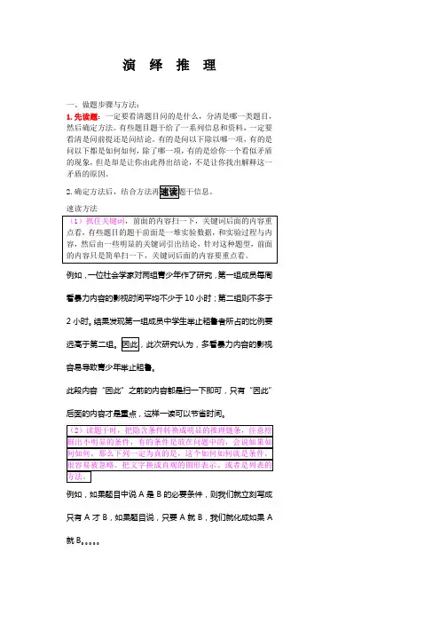 演  绎  推  理 解题方法