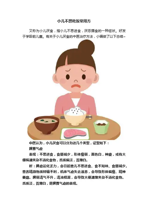 小儿不想吃饭常用方