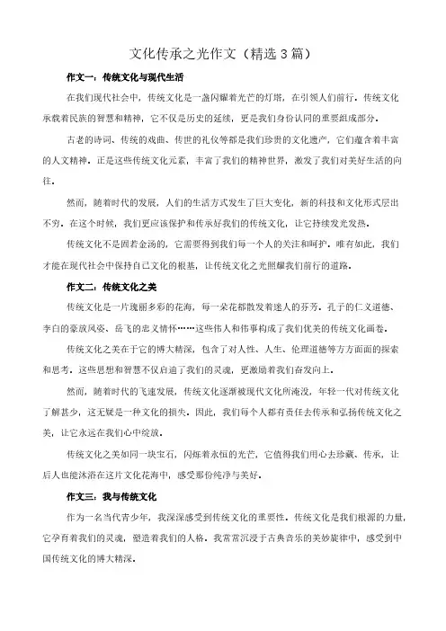 文化传承之光 作文(精选3篇)