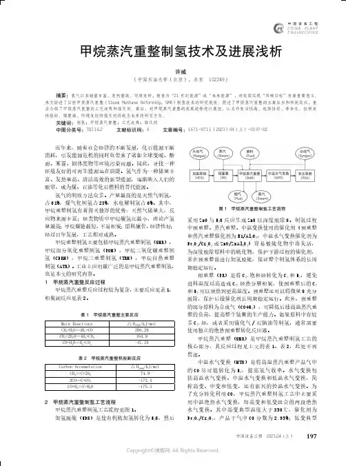211086490_甲烷蒸汽重整制氢技术及进展浅析
