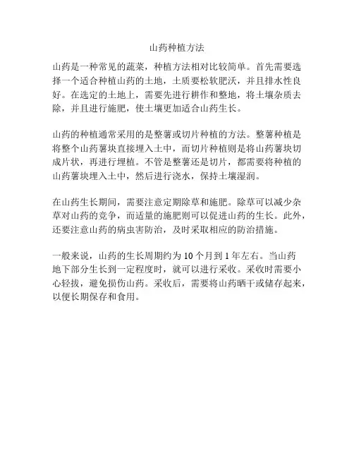 山药种植方法