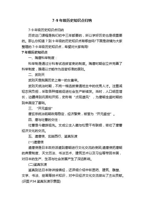 7-9年级历史知识点归纳