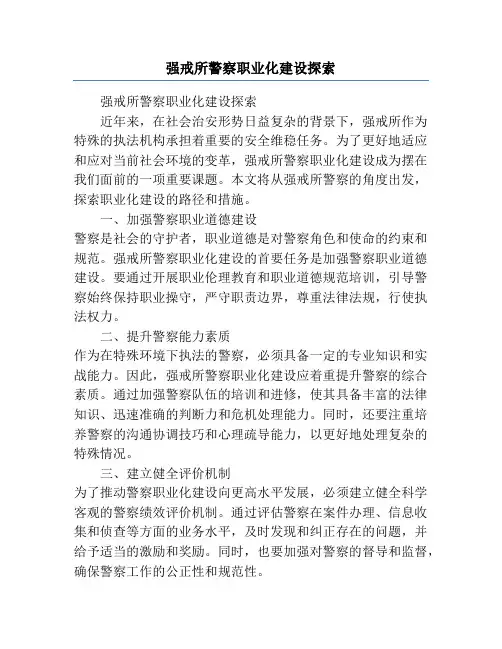 强戒所警察职业化建设探索