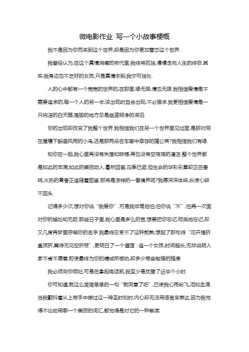 微电影作业 写一个小故事梗概