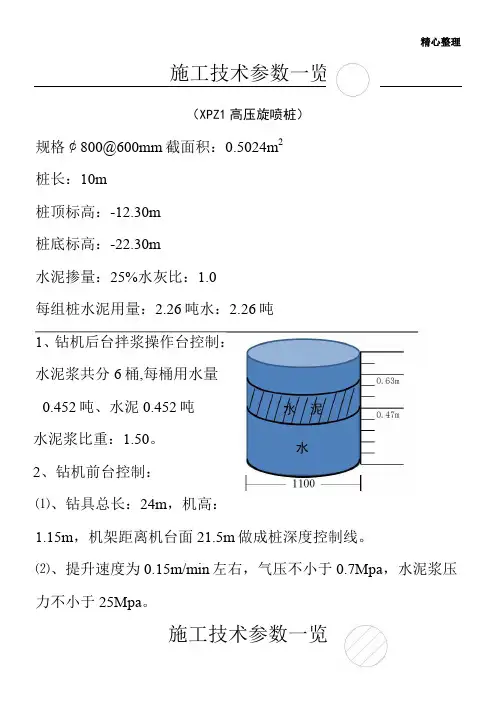 高压旋喷桩施工参数