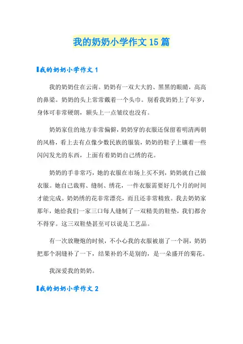我的奶奶小学作文15篇【精选】