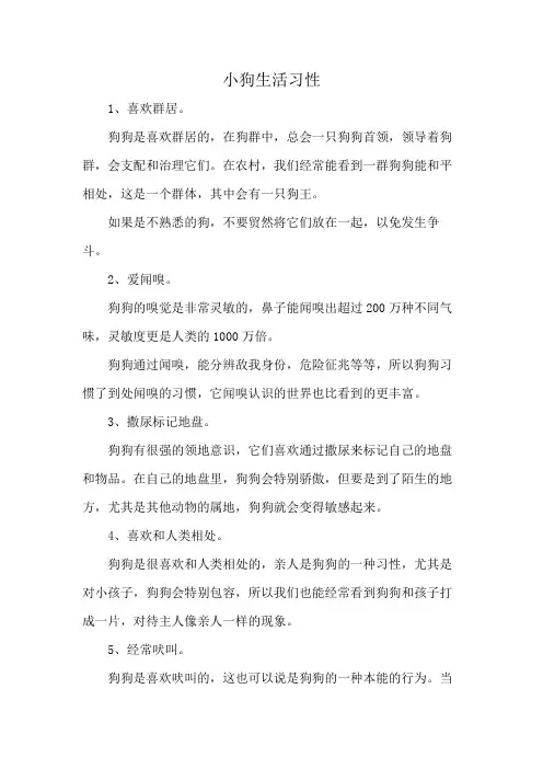 小狗生活习性