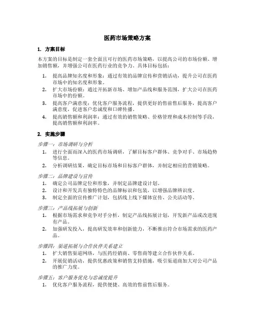 医药市场策略方案