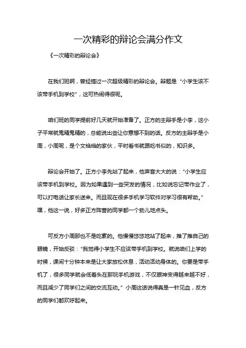 一次精彩的辩论会满分作文