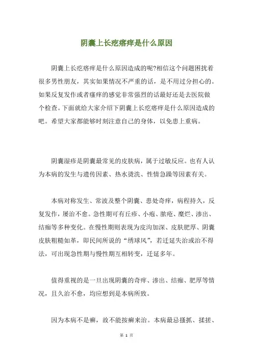 阴囊上长疙瘩痒是什么原因
