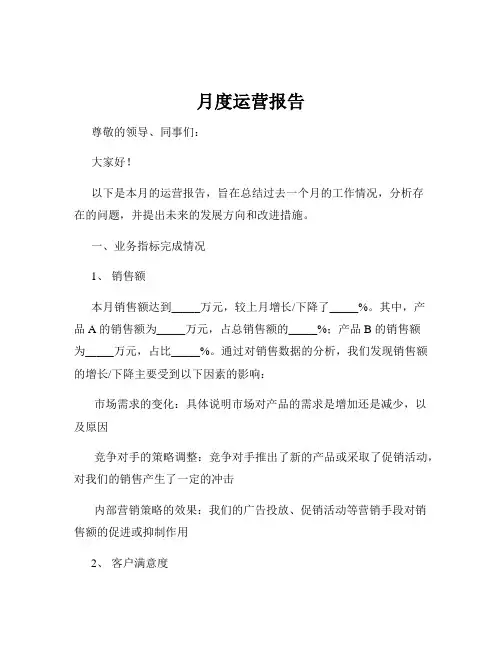 月度运营报告