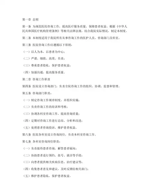 医院咨询规章制度