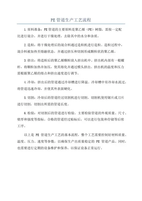 PE管道生产工艺流程