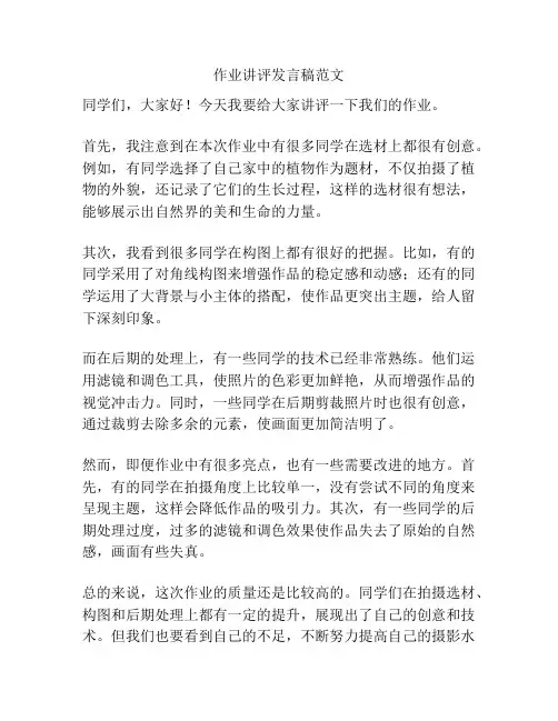 作业讲评发言稿范文