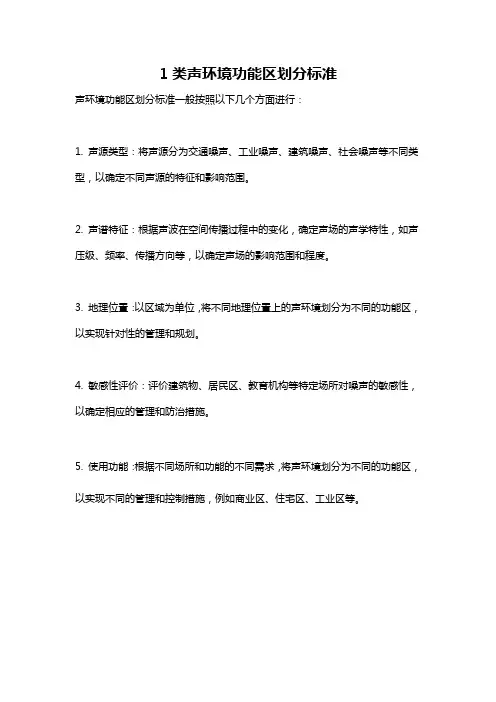 1类声环境功能区划分标准