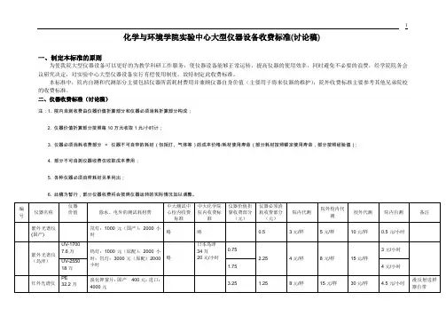 化学与环境学院实验中心大型仪器设备收费标准（讨论稿）