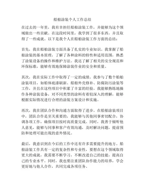 船舶涂装个人工作总结