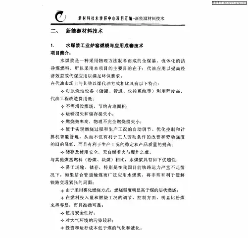 新能源材料技术：水煤浆工业炉窑燃烧与应用成套技术