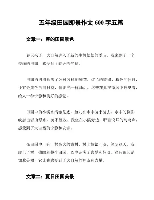 五年级田园即景作文600字五篇