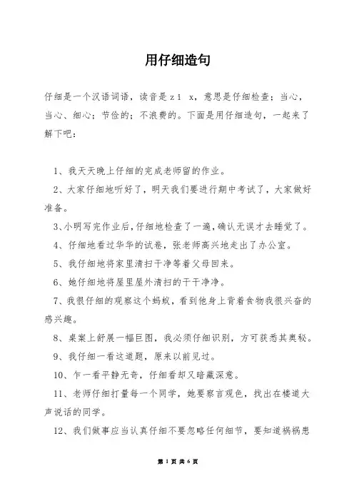 用仔细造句