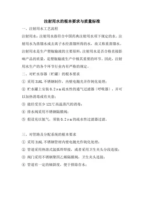 药品生产技术《注射用水标准》