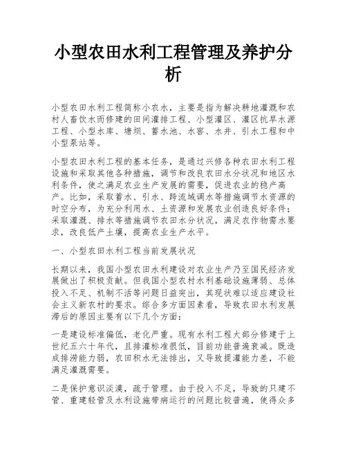 小型农田水利工程管理及养护分析