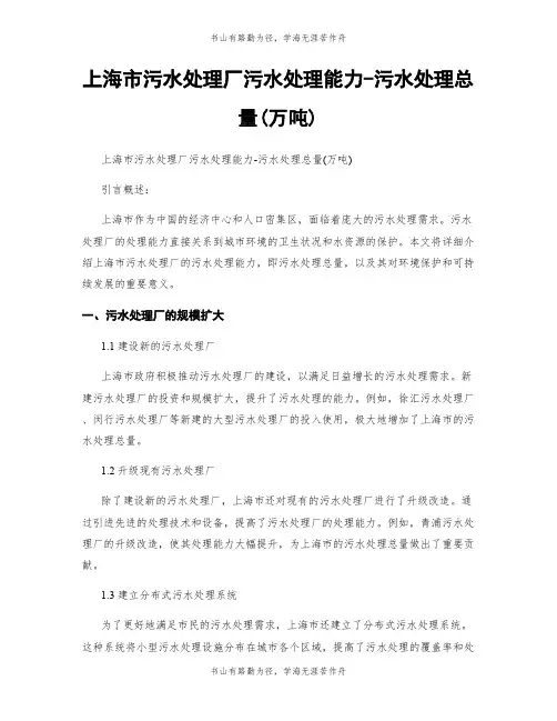 上海市污水处理厂污水处理能力-污水处理总量(万吨)