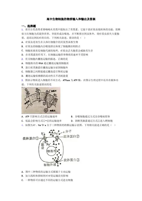 高中生物细胞的物质输入和输出及答案