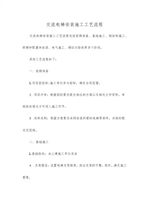 交流电梯安装施工工艺流程