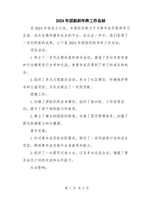 2024年团组织年终工作总结