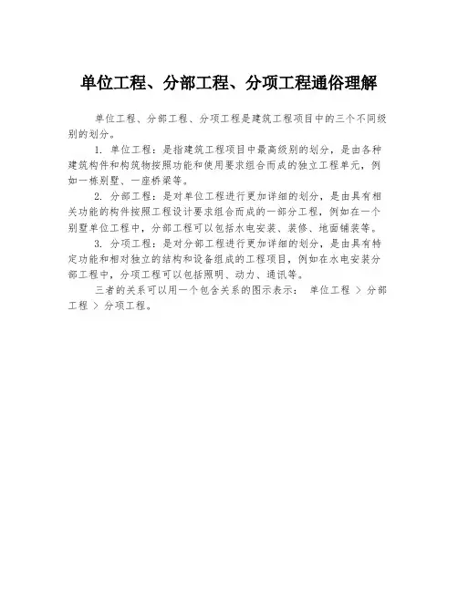 单位工程、分部工程、分项工程通俗理解