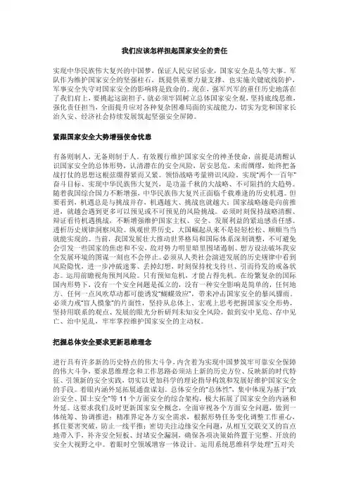 我们应该怎样担起国家安全的责任