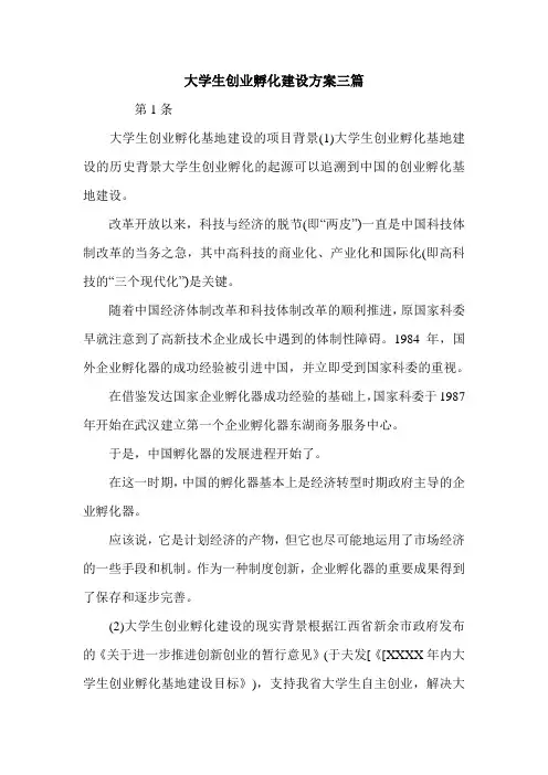 大学生创业孵化建设方案三篇.doc