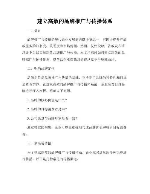 建立高效的品牌推广与传播体系