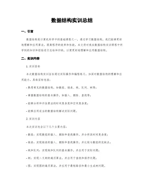 数据结构实训总结