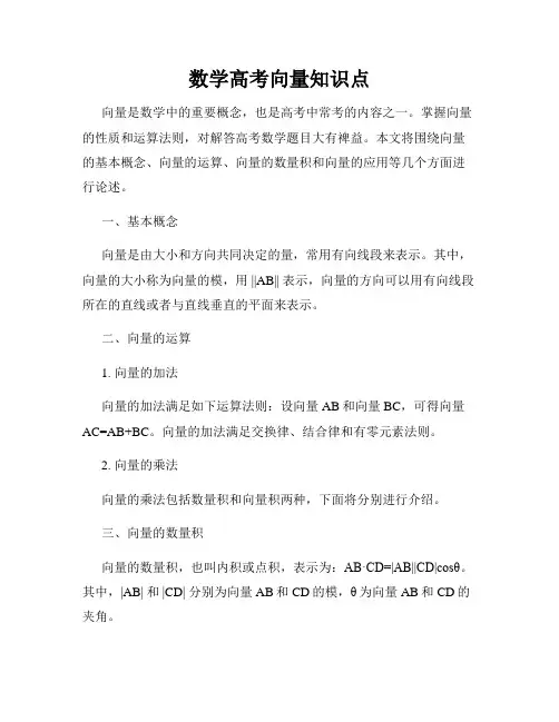 数学高考向量知识点