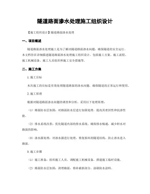 隧道路面渗水处理施工组织设计