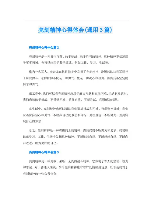 亮剑精神心得体会(通用3篇)