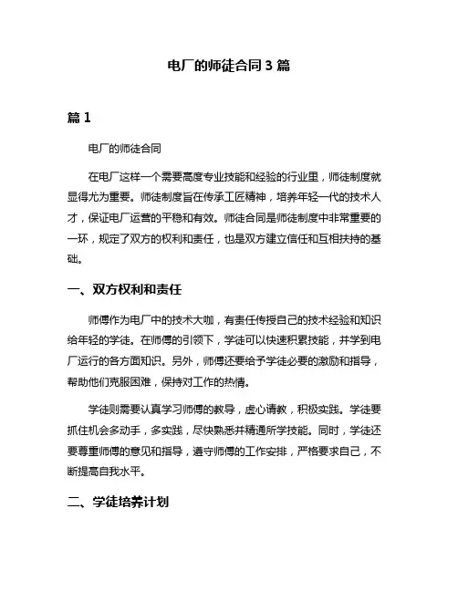 电厂的师徒合同3篇